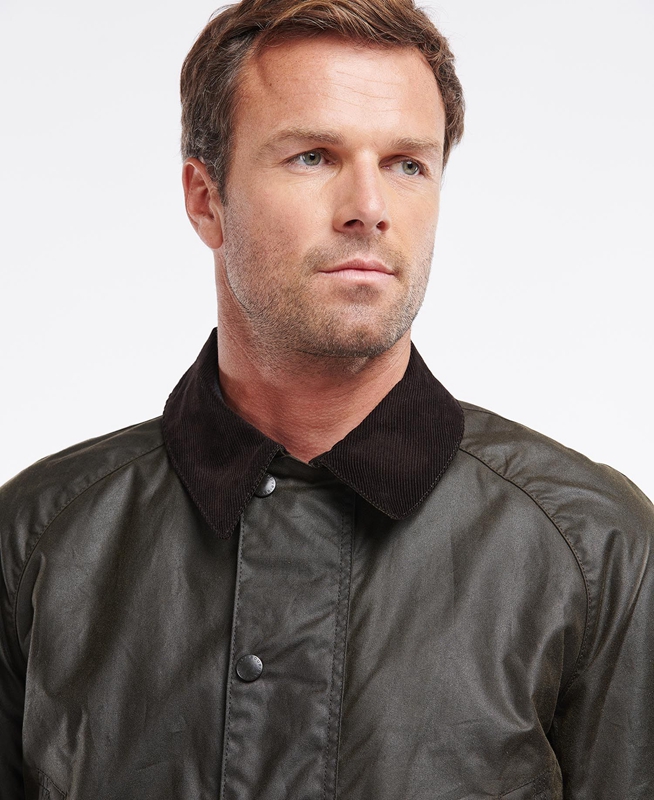 Barbour Bristol Férfi Viaszos Kabát Olivazöld | 526089-TOH