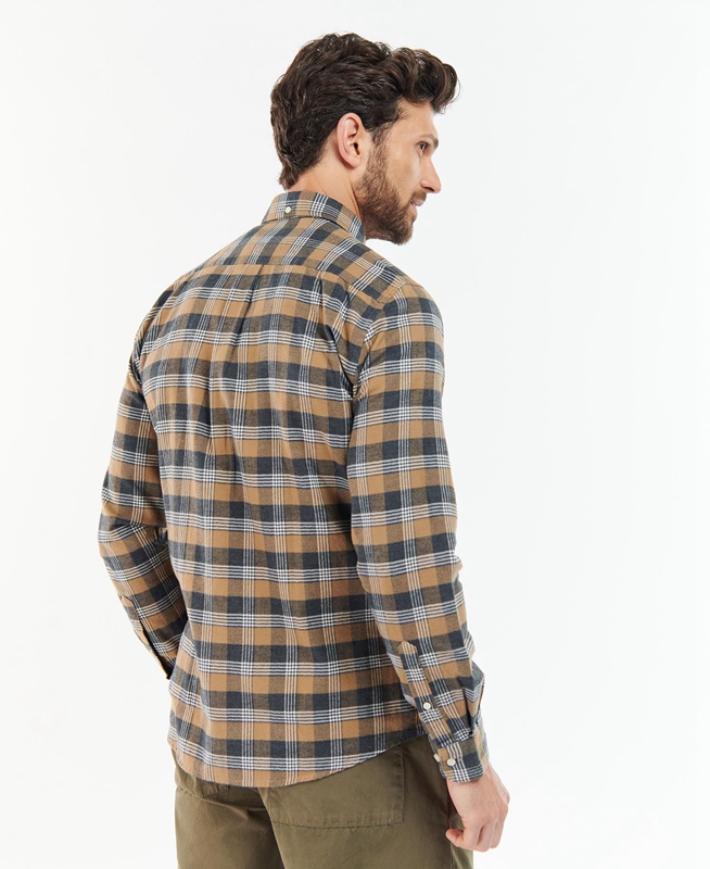 Barbour Brockwell Tailored Fit Férfi Ingek Bézs | 053692-GXE