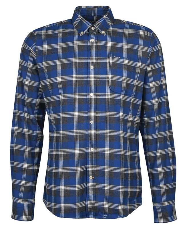 Barbour Brockwell Tailored Fit Férfi Ingek Kék | 521049-EID