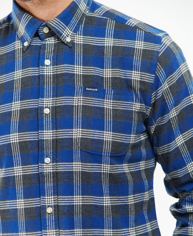 Barbour Brockwell Tailored Fit Férfi Ingek Kék | 521049-EID