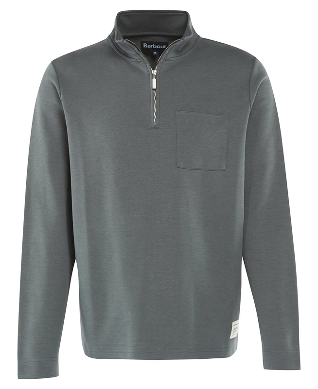 Barbour Broughton Half Zip Férfi Pulóverek Szürke | 189270-CYW
