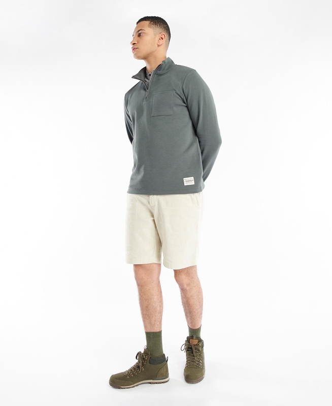 Barbour Broughton Half Zip Férfi Pulóverek Szürke | 189270-CYW