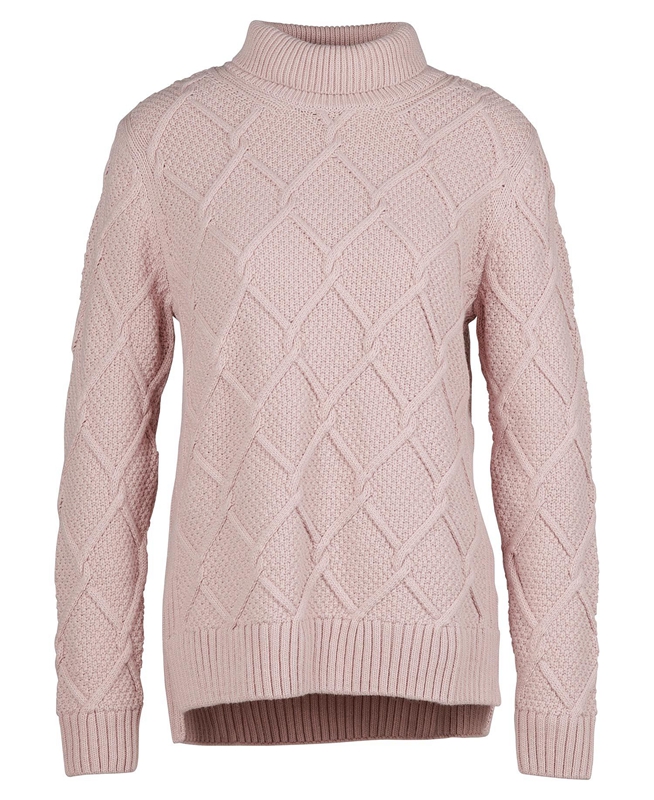 Barbour Burne Roll Neck Knit Női Pulóverek Rózsaszín | 578490-CWF
