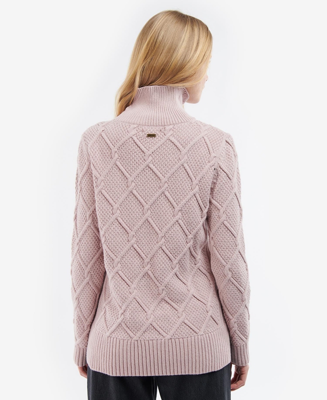 Barbour Burne Roll Neck Knit Női Pulóverek Rózsaszín | 578490-CWF