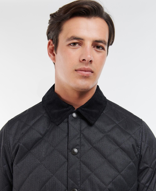 Barbour Checked Heron Férfi Vattázott Kabát Fekete | 896501-GYF