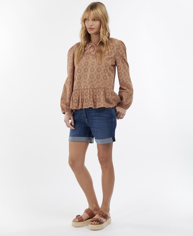 Barbour Cherbury Top Női Ingek Barna | 190762-HCQ