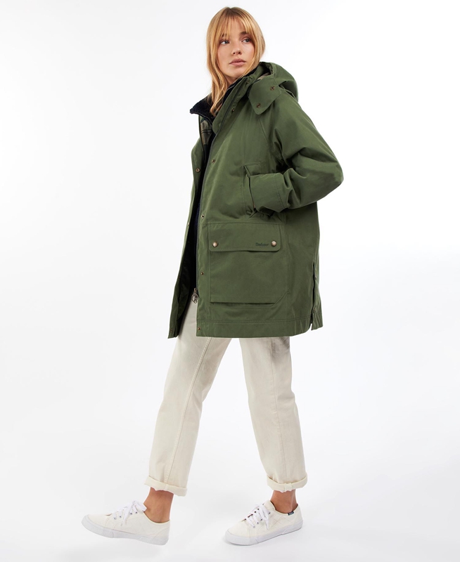 Barbour Clary Női Vízálló Kabát Zöld | 745918-JZR