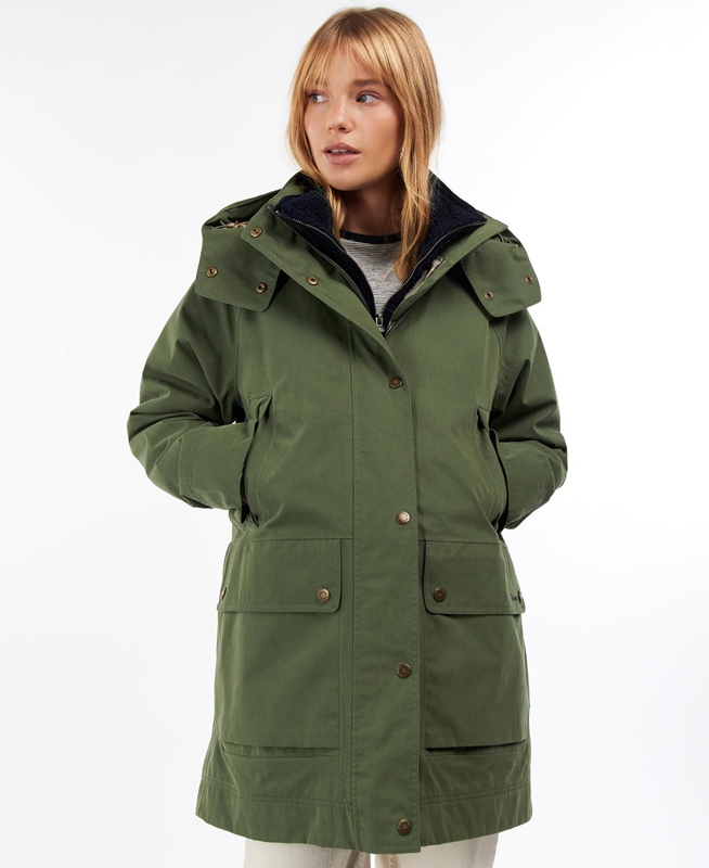 Barbour Clary Női Vízálló Kabát Zöld | 745918-JZR
