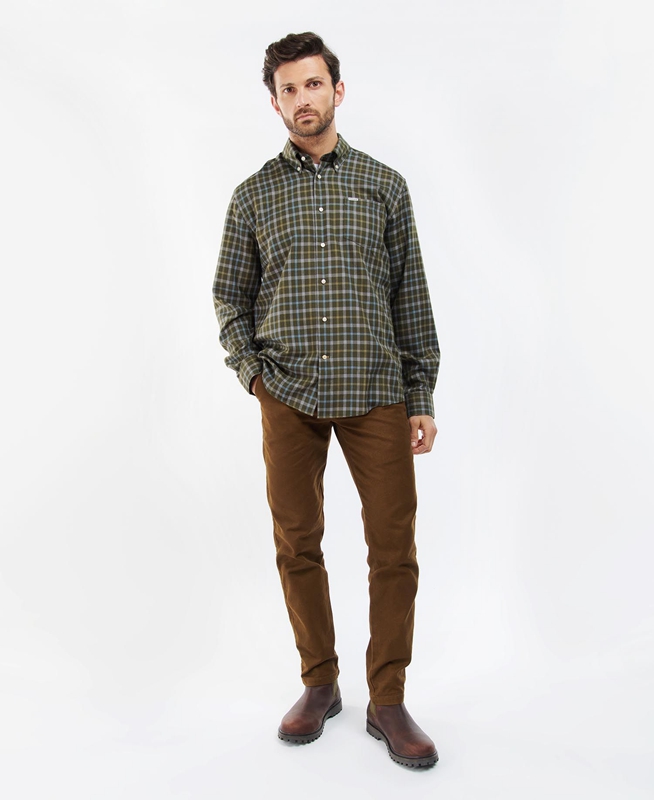 Barbour Coll Thermo Férfi Ingek Olivazöld | 809632-AVW