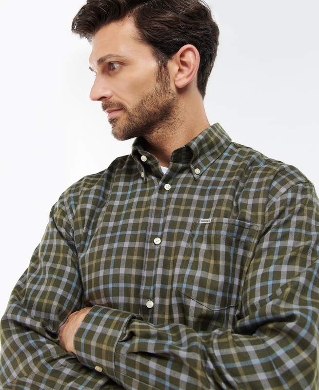 Barbour Coll Thermo Férfi Ingek Olivazöld | 809632-AVW