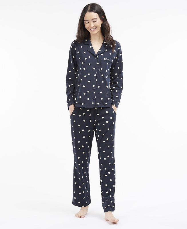 Barbour Dotty PJ Set Női Hálóruha Sötétkék | 451392-MZX