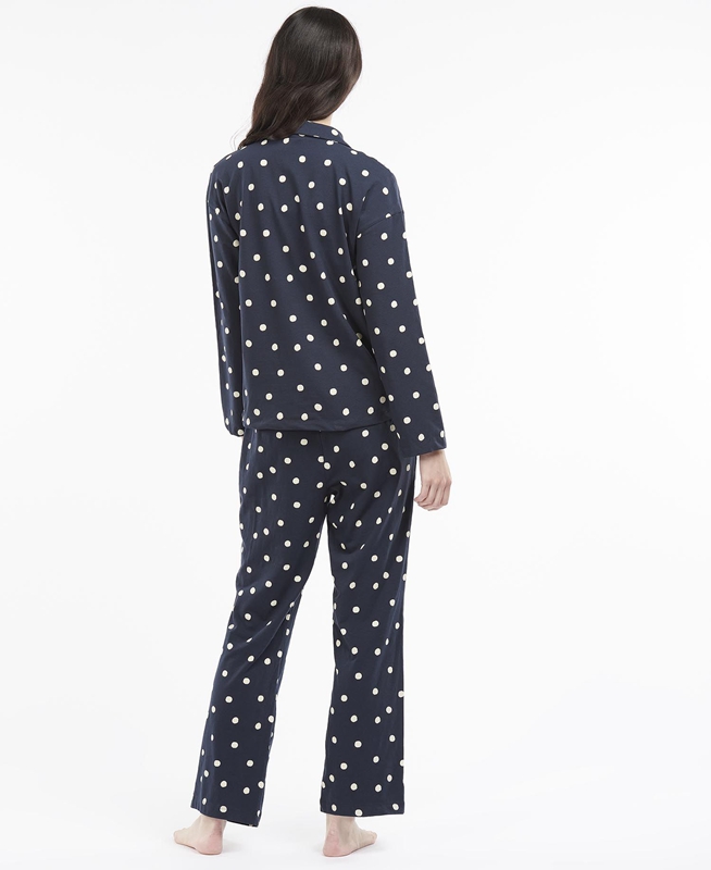 Barbour Dotty PJ Set Női Hálóruha Sötétkék | 451392-MZX
