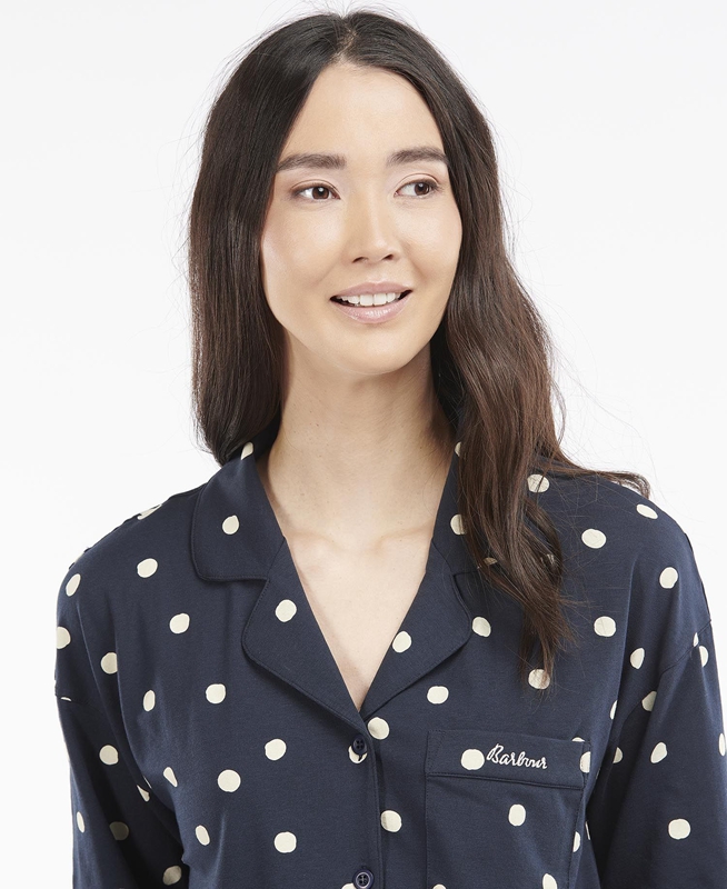 Barbour Dotty PJ Set Női Hálóruha Sötétkék | 451392-MZX