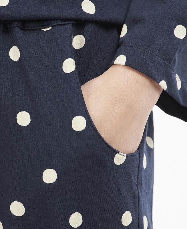 Barbour Dotty PJ Set Női Hálóruha Sötétkék | 451392-MZX
