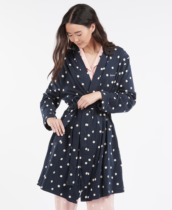 Barbour Dotty Robe Női Hálóruha Sötétkék | 578324-FYK