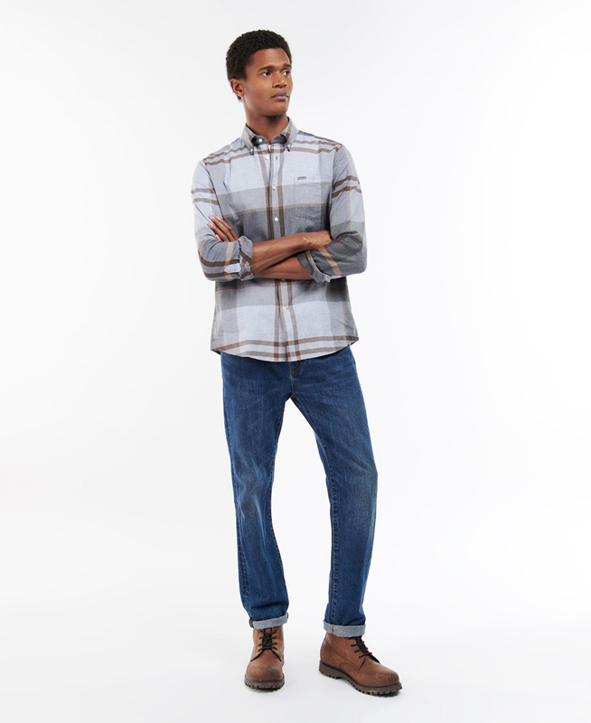 Barbour Dunoon Taillored Férfi Ingek Szürke | 869230-RXF