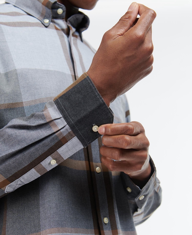 Barbour Dunoon Taillored Férfi Ingek Szürke | 869230-RXF