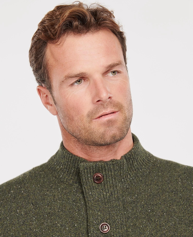 Barbour Essential Cardigan Tisbury Zip Through Férfi Pulóverek Zöld | 138256-DYP