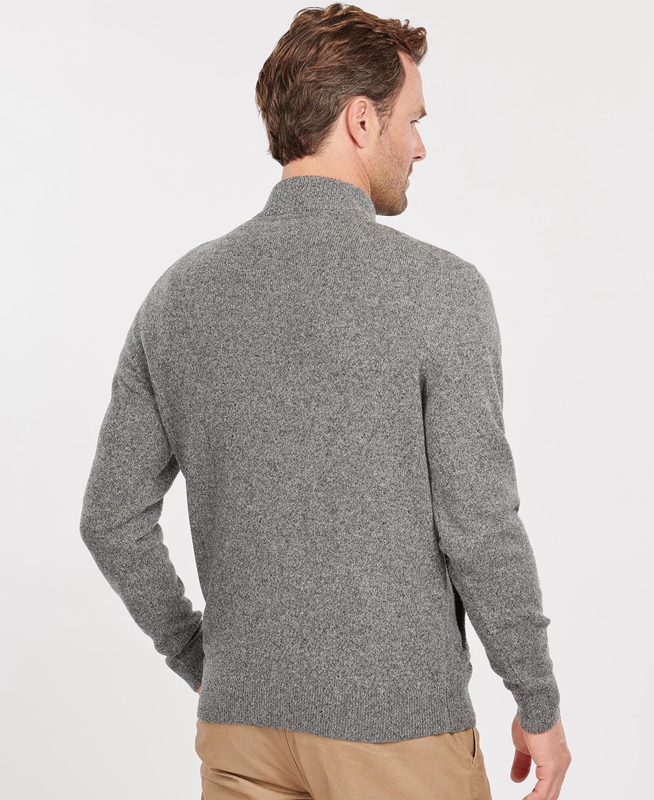 Barbour Essential Cardigan Tisbury Zip Through Férfi Pulóverek Szürke | 693285-UWS