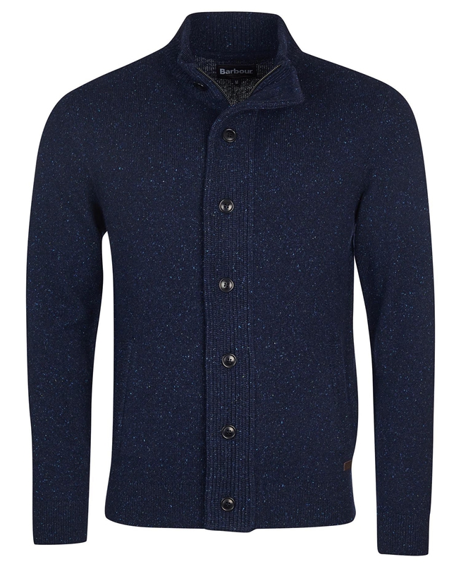 Barbour Essential Cardigan Tisbury Zip Through Férfi Pulóverek Sötétkék | 976410-ZVC