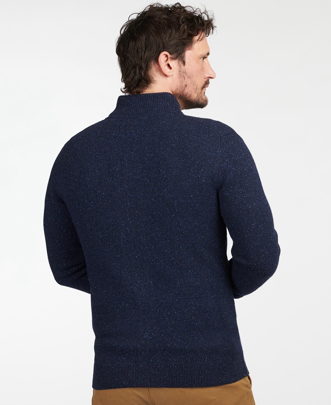 Barbour Essential Cardigan Tisbury Zip Through Férfi Pulóverek Sötétkék | 976410-ZVC