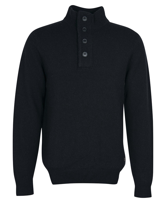 Barbour Essential Elbow Patch Férfi Pulóverek Fekete | 913460-TMJ