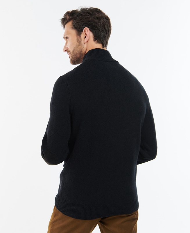 Barbour Essential Elbow Patch Férfi Pulóverek Fekete | 913460-TMJ