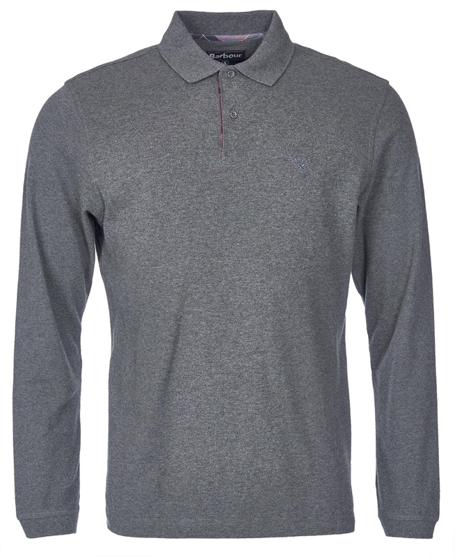 Barbour Essential Langarmshirt Sports Férfi Polo shirts Szürke | 305849-WAN