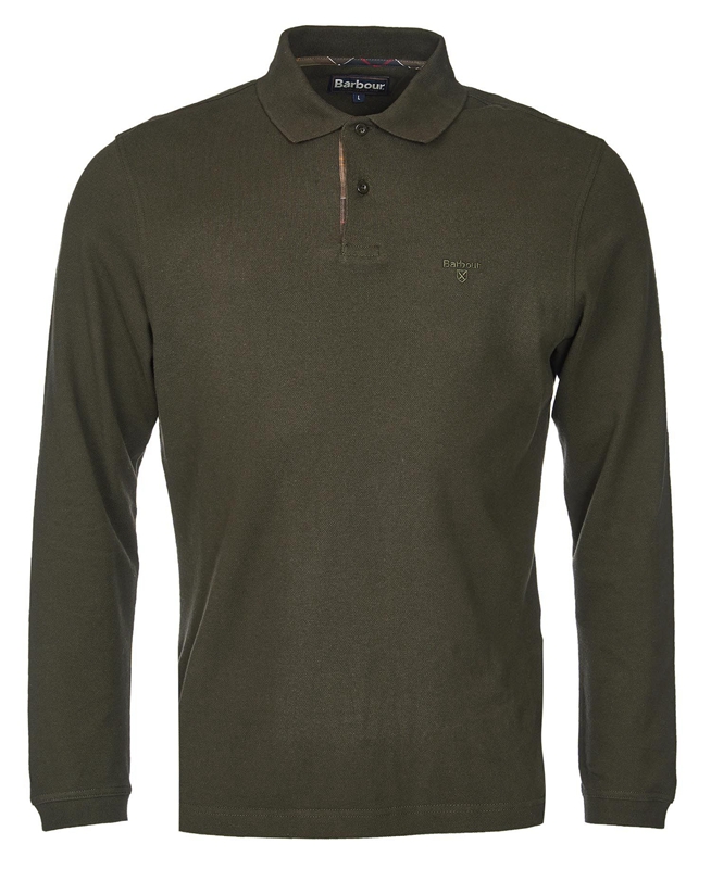 Barbour Essential Langarmshirt Sports Férfi Polo shirts Zöld | 452671-HXZ