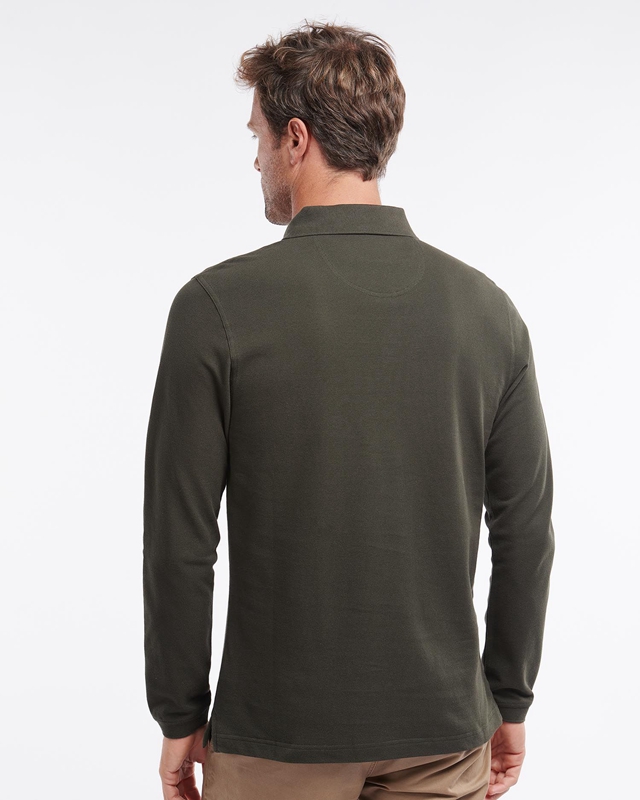 Barbour Essential Langarmshirt Sports Férfi Polo shirts Zöld | 452671-HXZ