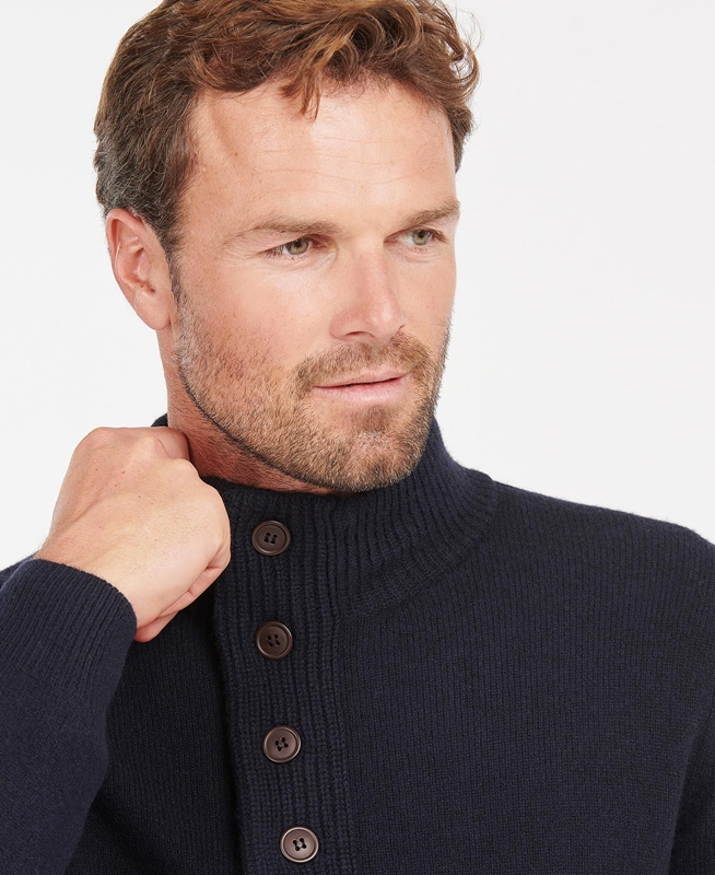 Barbour Essential Patch Half Zip Férfi Pulóverek Sötétkék | 096782-DEC