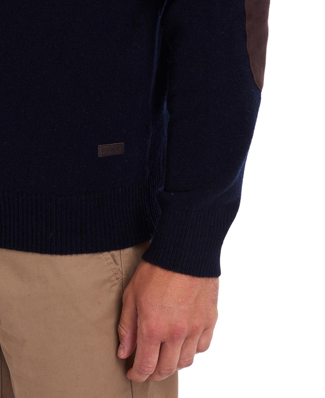 Barbour Essential Patch Half Zip Férfi Pulóverek Sötétkék | 096782-DEC