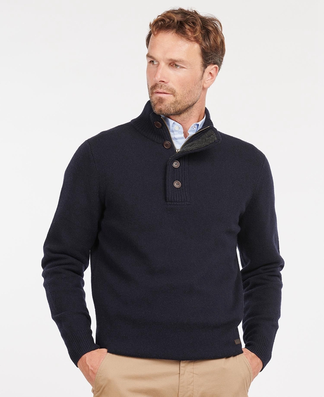 Barbour Essential Patch Half Zip Férfi Pulóverek Sötétkék | 096782-DEC