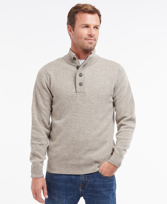 Barbour Essential Patch Half Zip Férfi Pulóverek Szürke | 108729-FKE