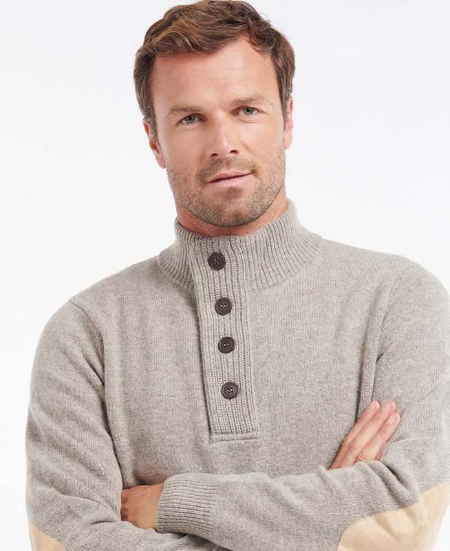 Barbour Essential Patch Half Zip Férfi Pulóverek Szürke | 108729-FKE
