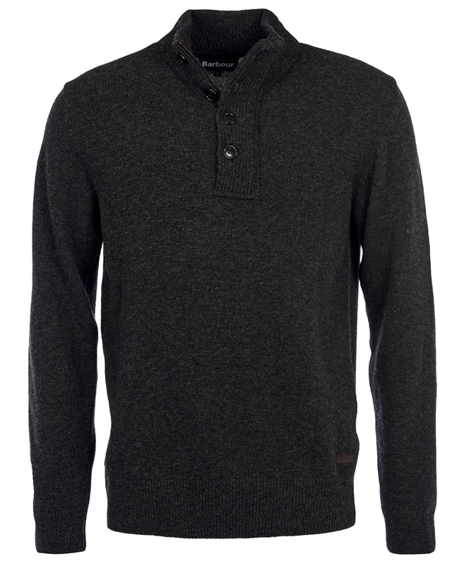 Barbour Essential Patch Half Zip Férfi Pulóverek Fekete | 201596-FCN