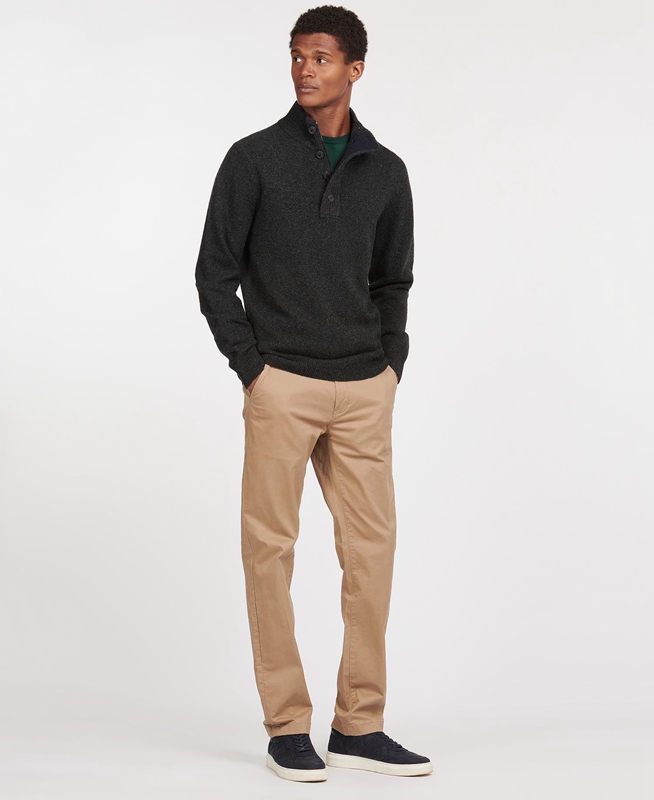 Barbour Essential Patch Half Zip Férfi Pulóverek Fekete | 201596-FCN