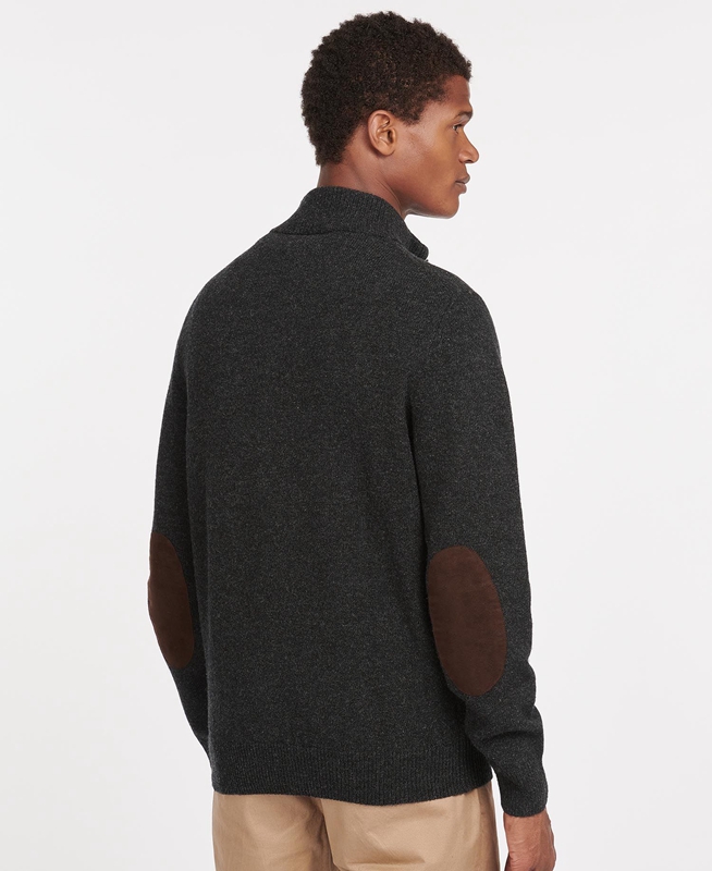 Barbour Essential Patch Half Zip Férfi Pulóverek Fekete | 201596-FCN