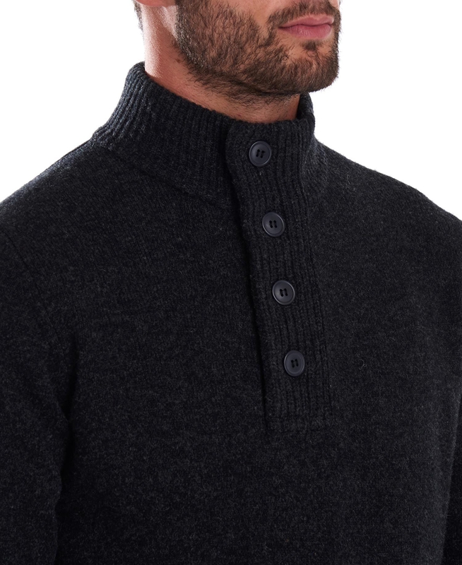 Barbour Essential Patch Half Zip Férfi Pulóverek Fekete | 201596-FCN