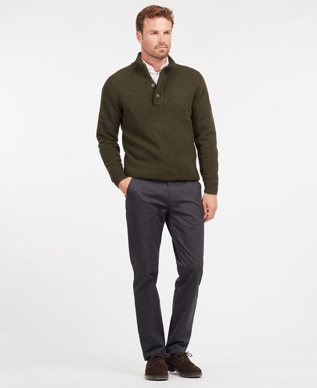 Barbour Essential Patch Half Zip Férfi Pulóverek Olivazöld | 485920-XPR