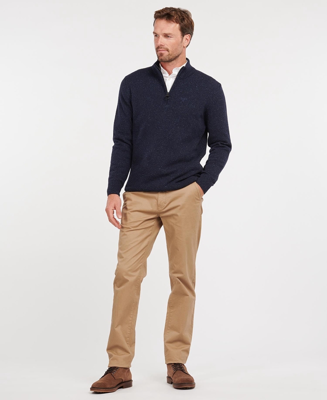 Barbour Essential Tisbury Half Zip Férfi Pulóverek Sötétkék | 492603-POK