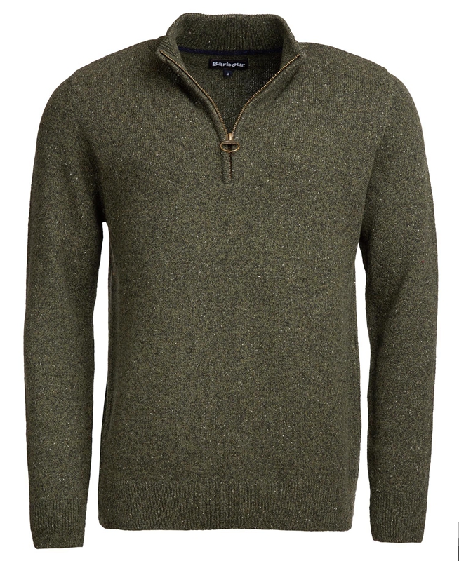 Barbour Essential Tisbury Half Zip Férfi Pulóverek Olivazöld | 526930-GDC