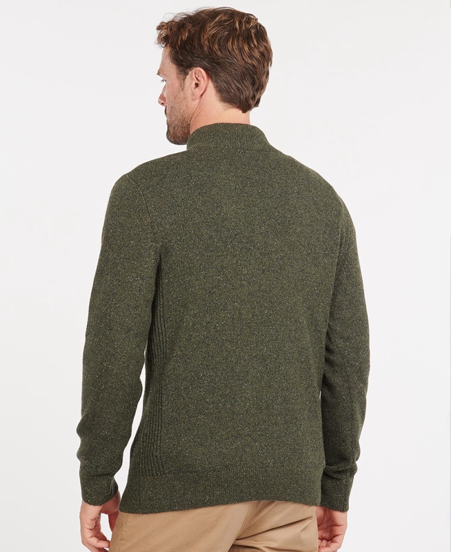 Barbour Essential Tisbury Half Zip Férfi Pulóverek Olivazöld | 526930-GDC