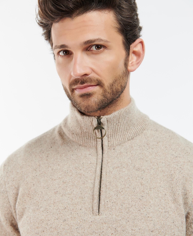 Barbour Essential Tisbury Half Zip Férfi Pulóverek Olivazöld | 569382-KJN