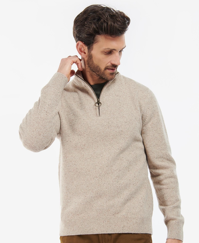 Barbour Essential Tisbury Half Zip Férfi Pulóverek Olivazöld | 569382-KJN