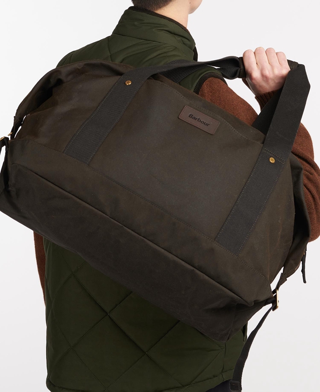 Barbour Essential Wax Holdall Férfi Táska Olivazöld | 250349-SCX