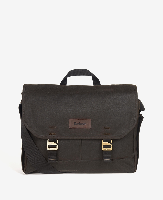 Barbour Essential Wax Messenger Férfi Táska Olivazöld | 132649-DUN