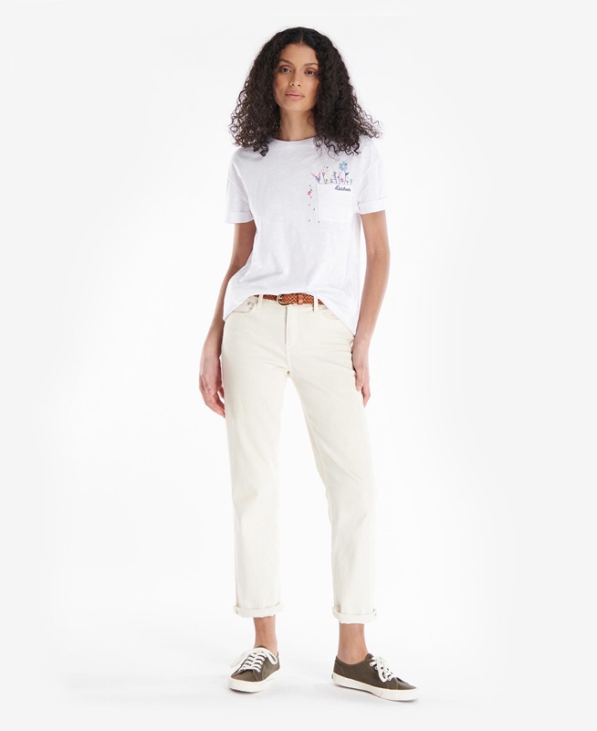 Barbour Evergreen Női Póló Fehér | 129670-WZG