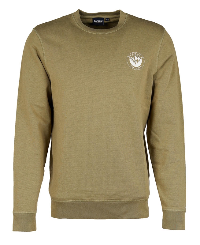 Barbour Explorer Camper Crew Férfi Pulóverek Olivazöld | 682391-KOW