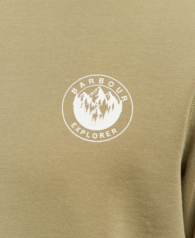 Barbour Explorer Camper Crew Férfi Pulóverek Olivazöld | 682391-KOW